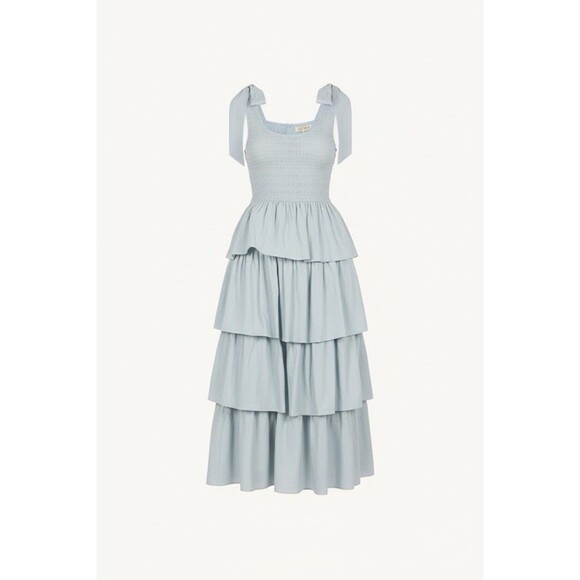 Mable Dresses & Skirts - Mable Raphael Tiered Ruffle Maxi Dress Blue Smocked Boho Size Large NWOT